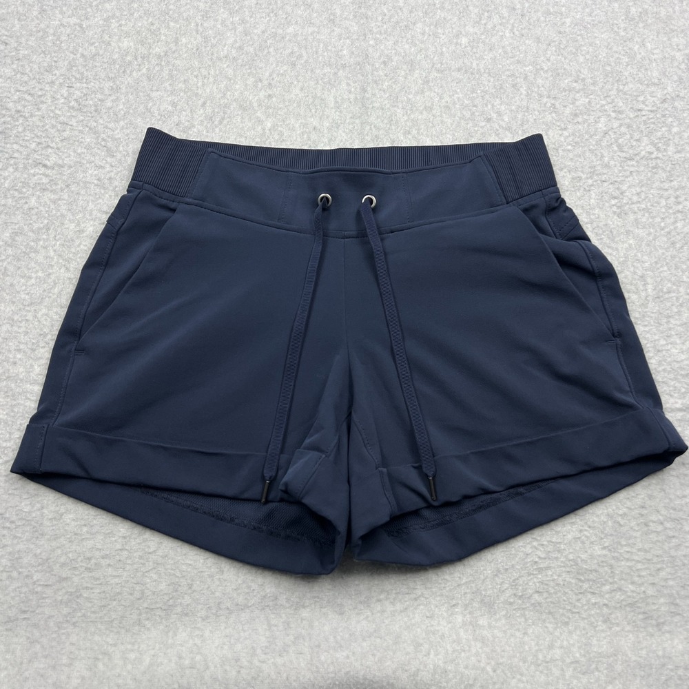 Athleta Midtown Short Women's 2 Navy Blue Athletic Cuffed 4" Soft Lounge Shorts